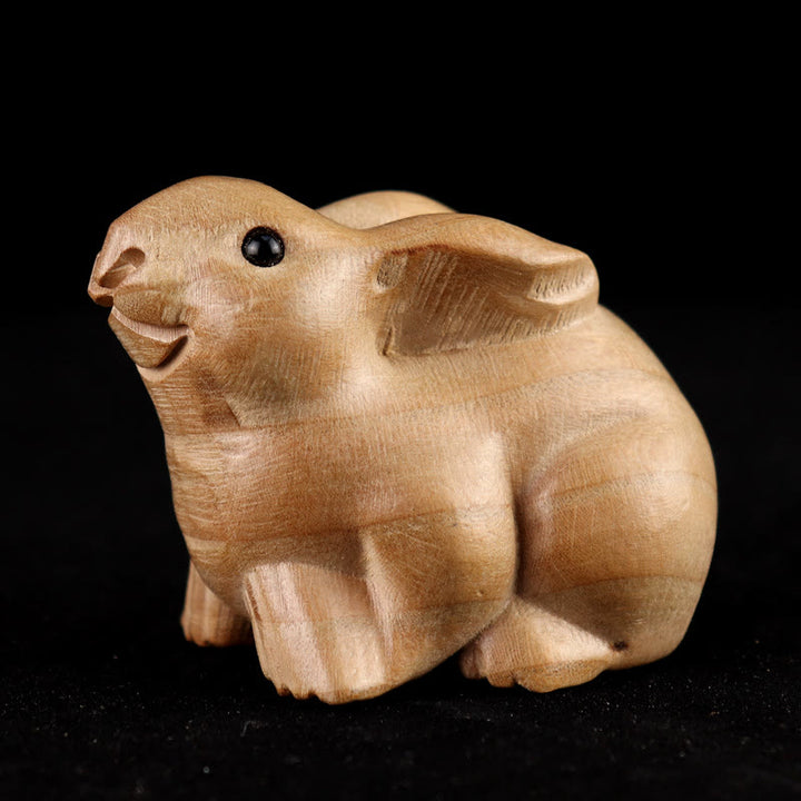 Buddha Stones Year Of The Snake Chinese Zodiac Fu Character Peach Wood Home Statue Decoration - Rabbit - Height 11.5cm - image 17