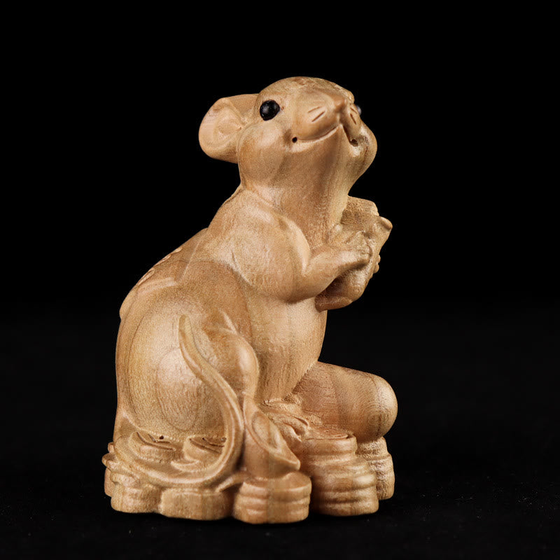 Buddha Stones Year Of The Snake Chinese Zodiac Fu Character Peach Wood Home Statue Decoration