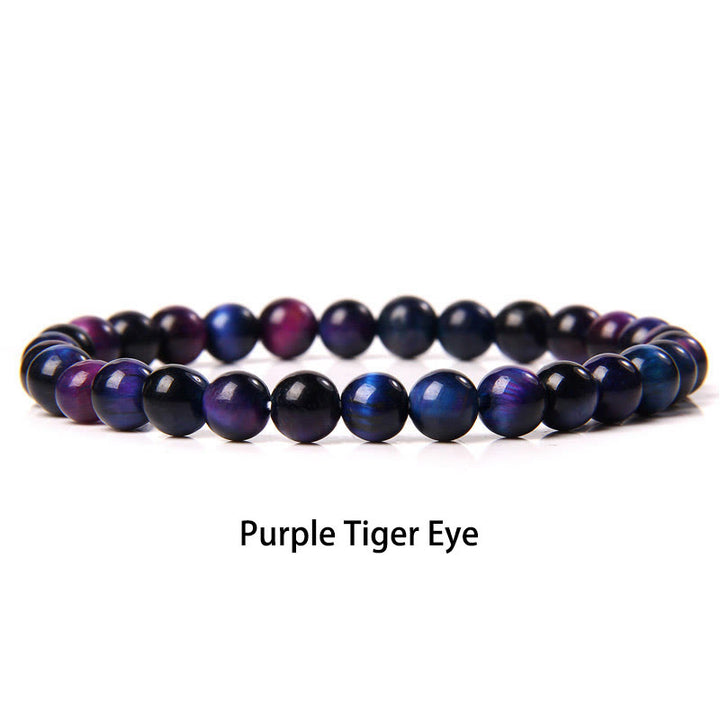 Buddha Stones 6mm Various Stone Crystal Black Glitter Stone Red Tiger Eye Beads Protection Bracelet