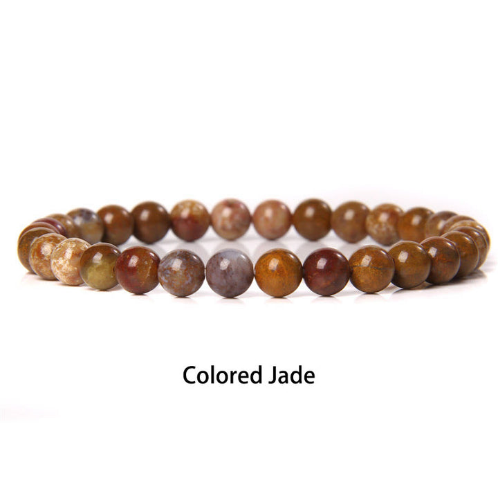 Buddha Stones 6mm Various Stone Crystal Black Glitter Stone Red Tiger Eye Beads Protection Bracelet