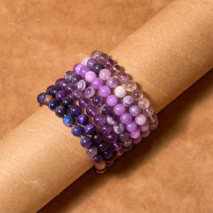 Buddha Stones Keep Calm Purple Series Healing Love Bracelet