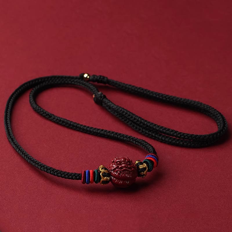 Buddha Stones Cinnabar Chinese Zodiac Black String Blessing Necklace Pendants - Cinnabar Dragon - image 21