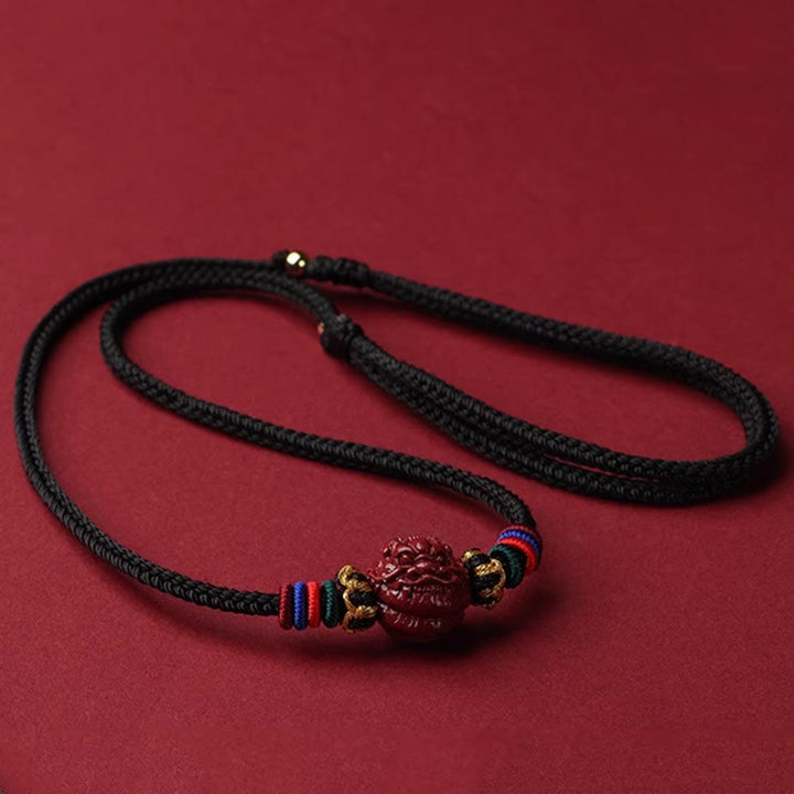 Buddha Stones Cinnabar Chinese Zodiac Black String Blessing Necklace Pendants - Cinnabar Dragon - image 21