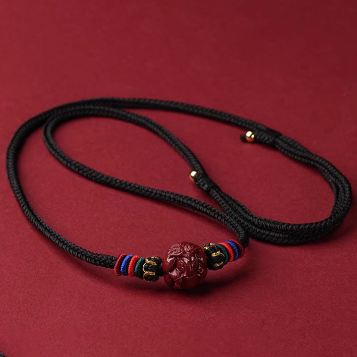 Buddha Stones Cinnabar Chinese Zodiac Black String Blessing Necklace Pendants - Cinnabar Horse - image 23