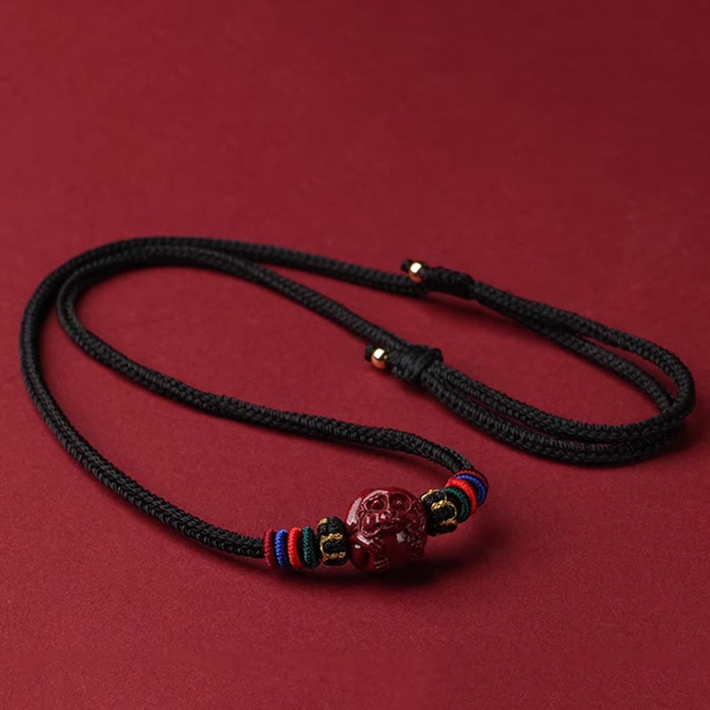 Buddha Stones Cinnabar Chinese Zodiac Black String Blessing Necklace Pendants - Cinnabar Monkey - image 25
