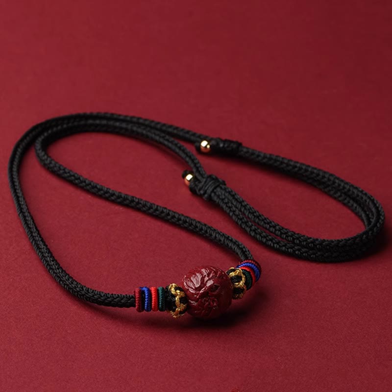 Buddha Stones Cinnabar Chinese Zodiac Black String Blessing Necklace Pendants - Cinnabar Rooster - image 26