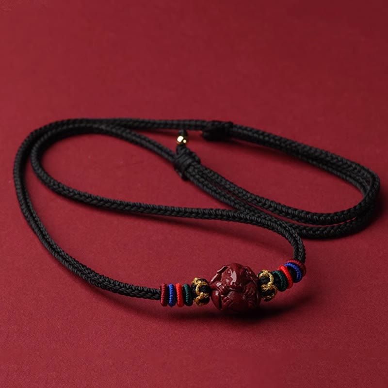 Buddha Stones Cinnabar Chinese Zodiac Black String Blessing Necklace Pendants - Cinnabar Dog - image 27