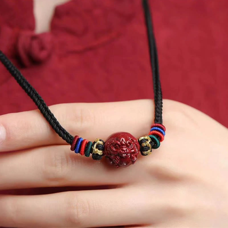 Buddha Stones Cinnabar Chinese Zodiac Black String Blessing Necklace Pendants