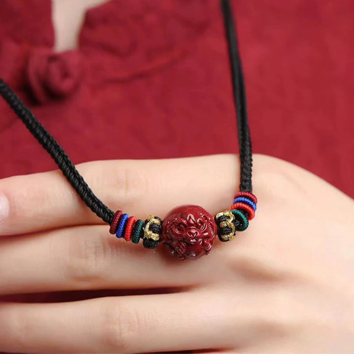 Buddha Stones Cinnabar Chinese Zodiac Black String Blessing Necklace Pendants - image 12