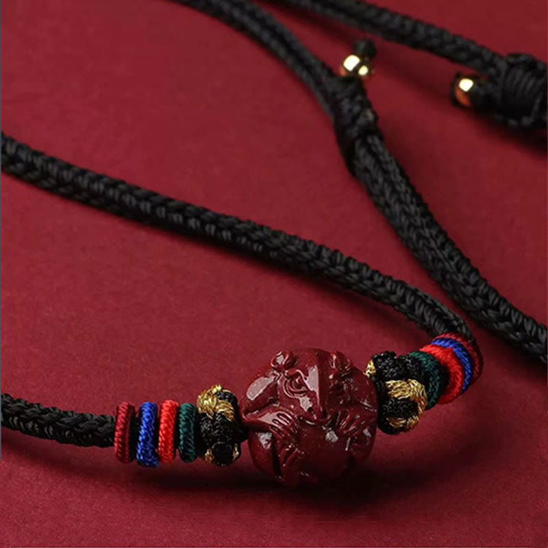 Buddha Stones Cinnabar Chinese Zodiac Black String Blessing Necklace Pendants - image 20