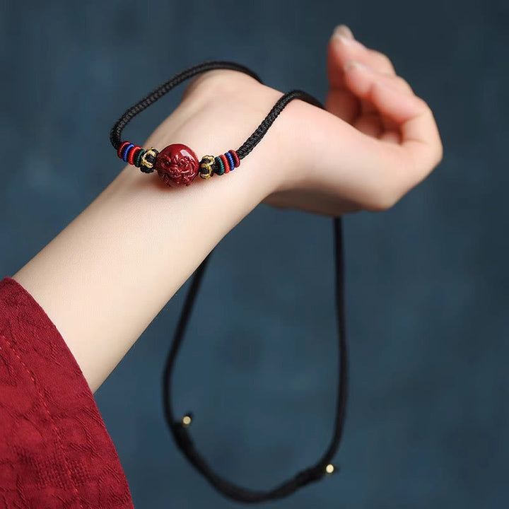 Buddha Stones Cinnabar Chinese Zodiac Black String Blessing Necklace Pendants - image 13