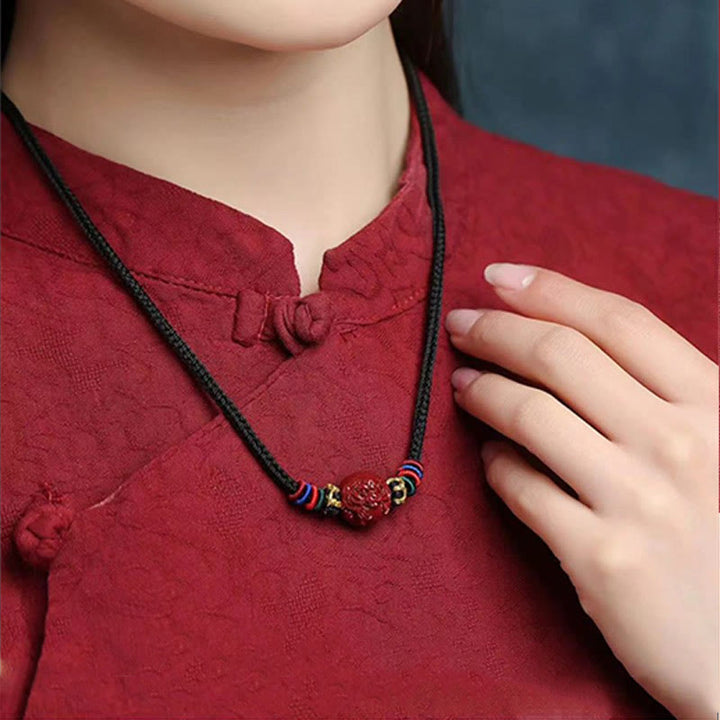 Buddha Stones Cinnabar Chinese Zodiac Black String Blessing Necklace Pendants - image 11