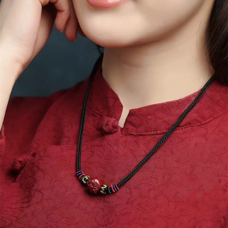 Buddha Stones Cinnabar Chinese Zodiac Black String Blessing Necklace Pendants - image 10