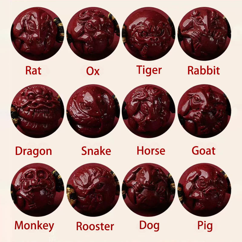 Buddha Stones Cinnabar Chinese Zodiac Black String Blessing Necklace Pendants - image 2
