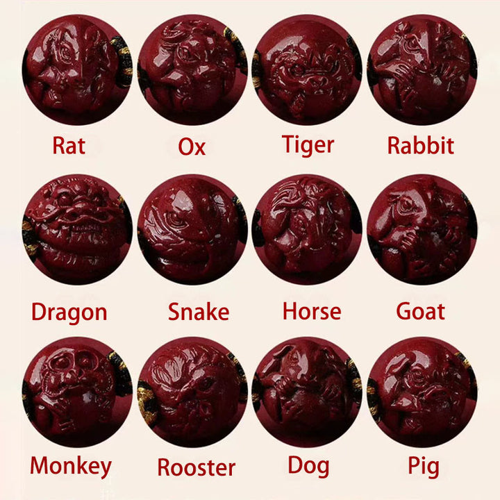 Buddha Stones Cinnabar Chinese Zodiac Black String Blessing Necklace Pendants - image 2