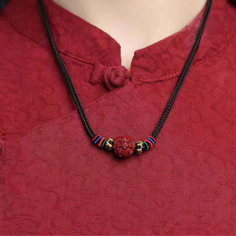 Buddha Stones Cinnabar Chinese Zodiac Black String Blessing Necklace Pendants - image 5