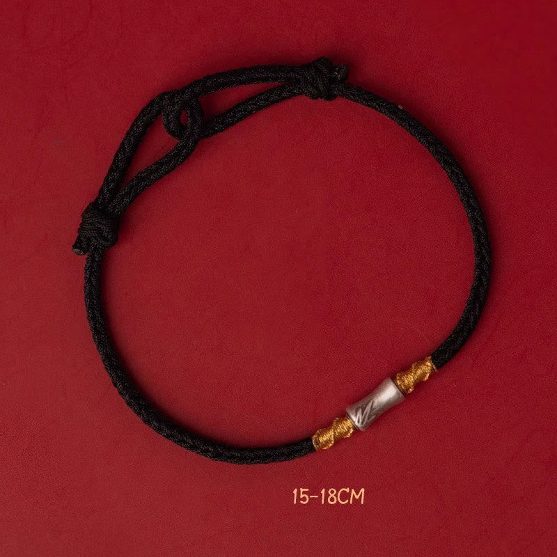 Buddha Stones Handmade 925 Sterling Silver Bamboo Design Red String Luck Braided Bracelet - Black String 925 Sterling Silver Bamboo(Wrist Circumference: 15-18cm) - image 16