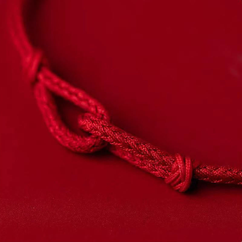 Buddha Stones Handmade 925 Sterling Silver Bamboo Design Red String Luck Braided Bracelet - image 12