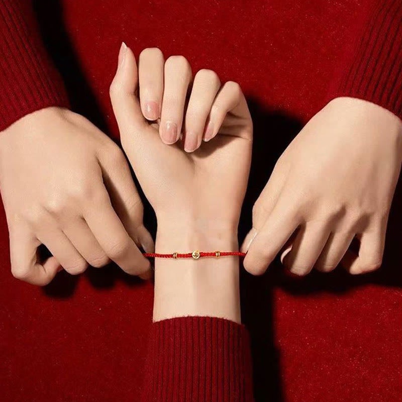 Buddha Stones Handmade Braided Red String 925 Sterling Silver Fu Character Luck Bracelet - image 9