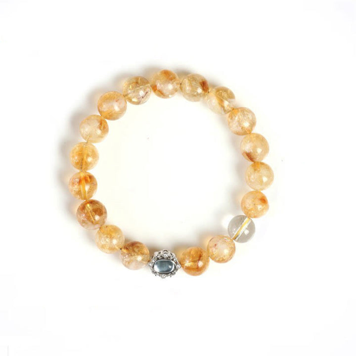 Buddha Stones Natural Citrine Rutilated Quartz Prosperity Bracelet