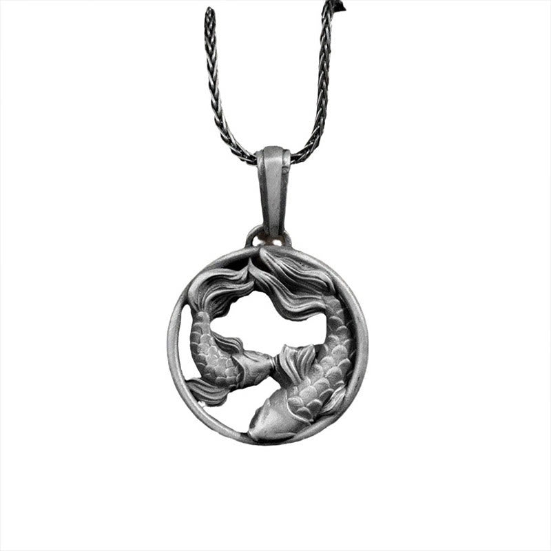Buddha Stones Pure Tin Pisces Double Koi Fish Wealth Necklace Pendant - image 4