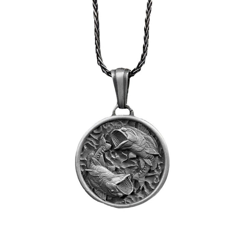 Buddha Stones Pure Tin Polishing Koi Fish Wealth Necklace Pendant - image 4