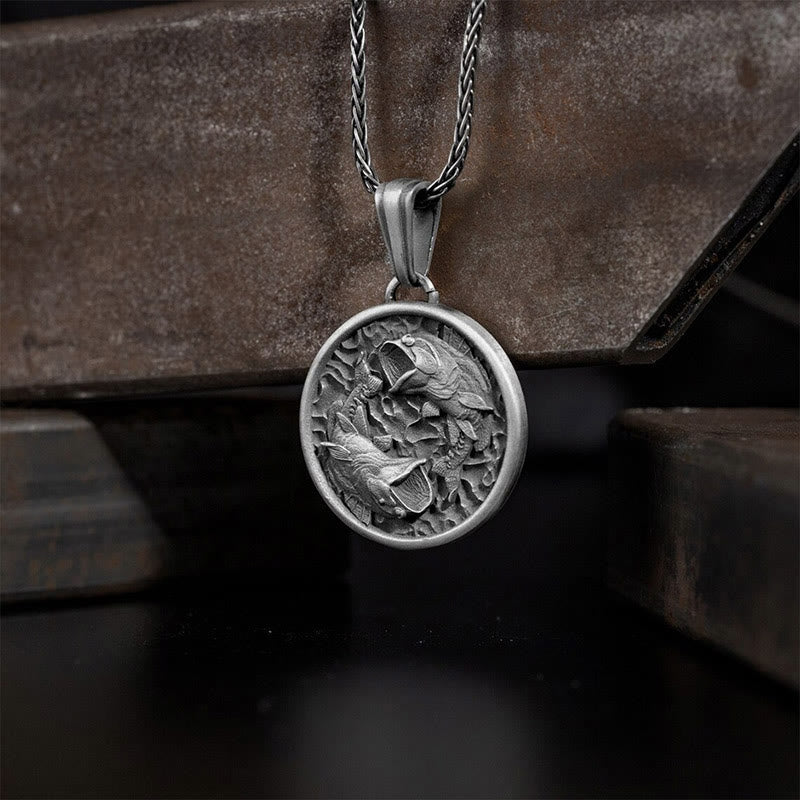 Buddha Stones Pure Tin Polishing Koi Fish Wealth Necklace Pendant - image 2