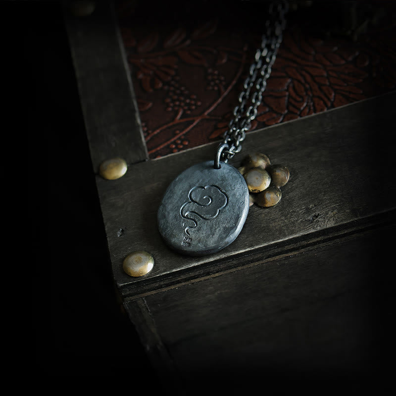 Buddha Stones 999 Sterling Silver 24k Gold Crane Auspicious Clouds Balance Necklace Pendant - image 2