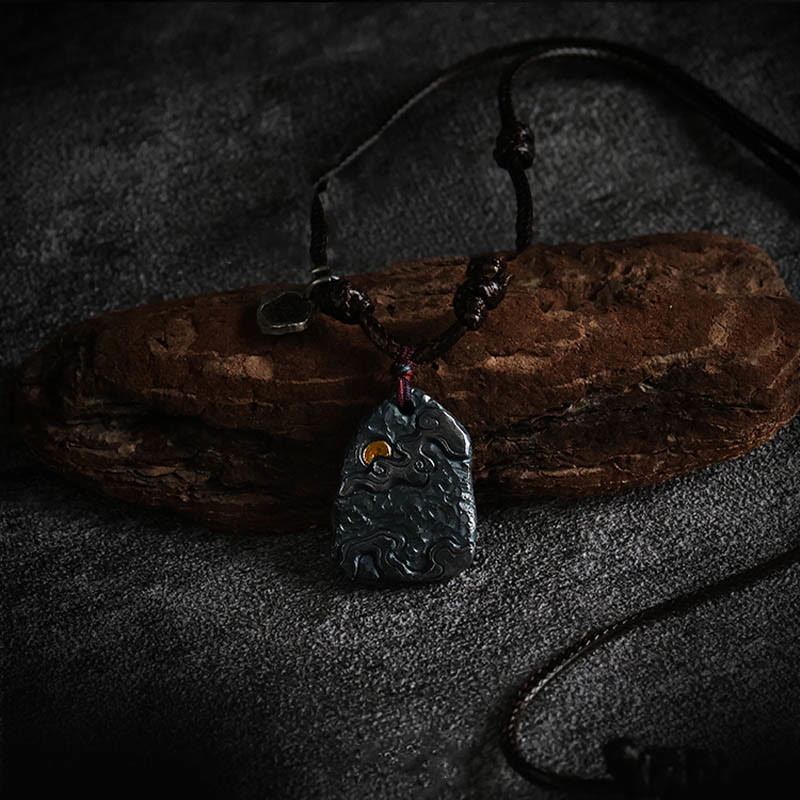 Buddha Stones 999 Sterling Silver 24k Gold Auspicious Clouds Protection Necklace Pendant - image 2