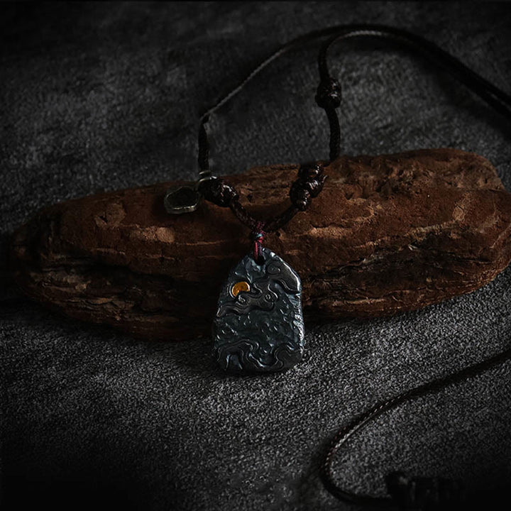 Buddha Stones 999 Sterling Silver 24k Gold Auspicious Clouds Protection Necklace Pendant - image 2