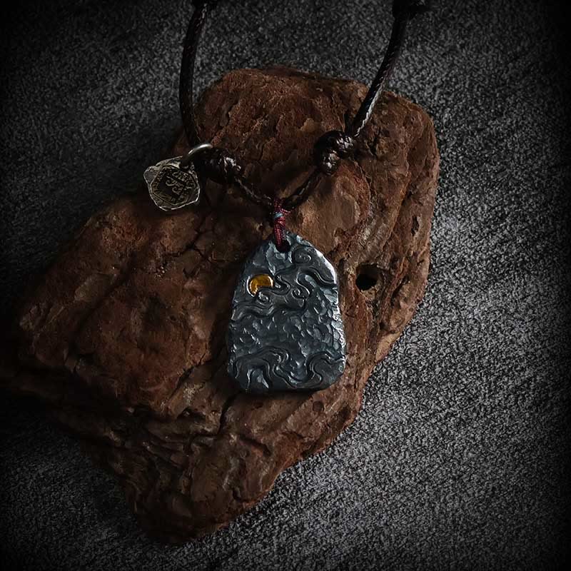 Buddha Stones 999 Sterling Silver 24k Gold Auspicious Clouds Protection Necklace Pendant - image 1