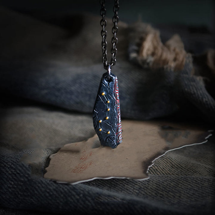 Buddha Stones 999 Sterling Silver Big Dipper Balance Necklace Pendant - 999 Sterling Silver & Titanium Steel Chain - image 0