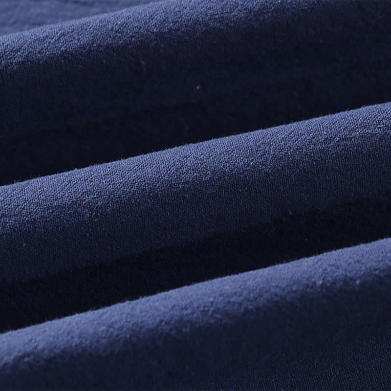 Buddha Stones Plain Color Three Quarter Sleeve One Button Cotton Linen Men's Shirt - image 7