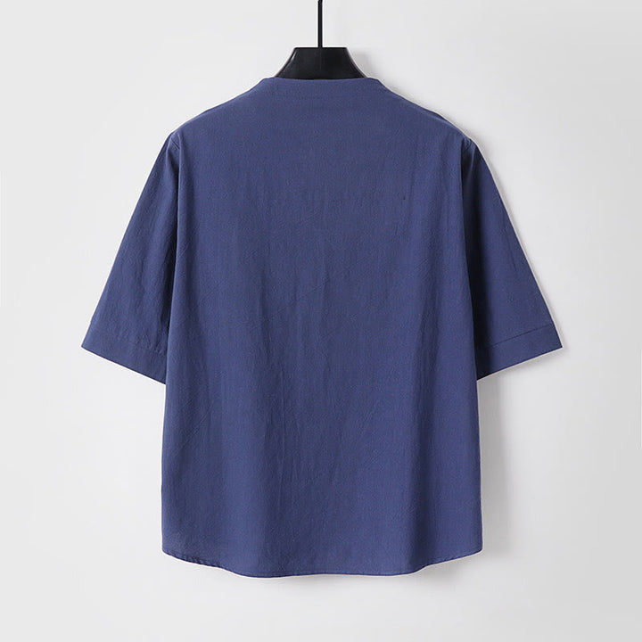 Buddha Stones Plain Color Three Quarter Sleeve One Button Men's Shirt - image 6