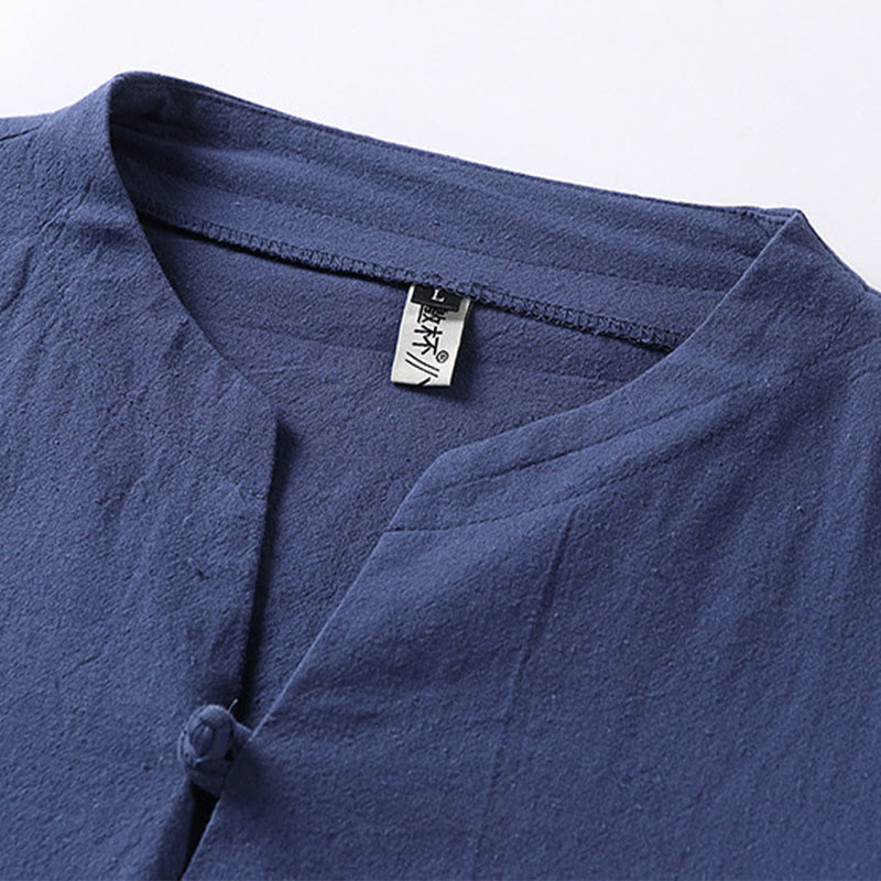 Buddha Stones Plain Color Three Quarter Sleeve One Button Men's Shirt - image 8