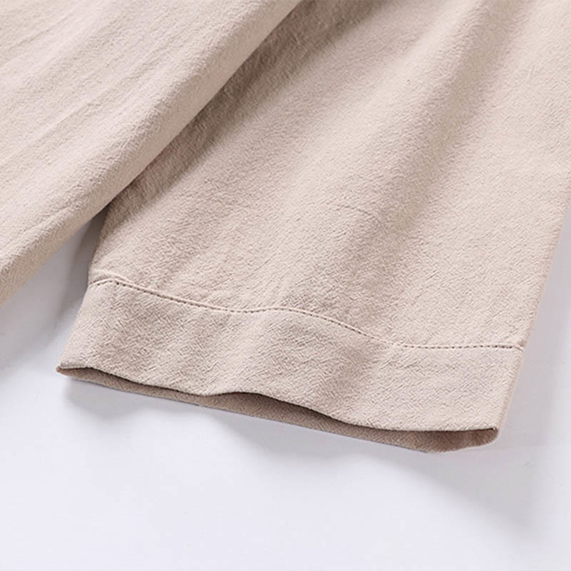 Buddha Stones Casual Plain Color Three Quarter Sleeve Front Button Cotton Linen Men's Shirt With Pockets - image 7