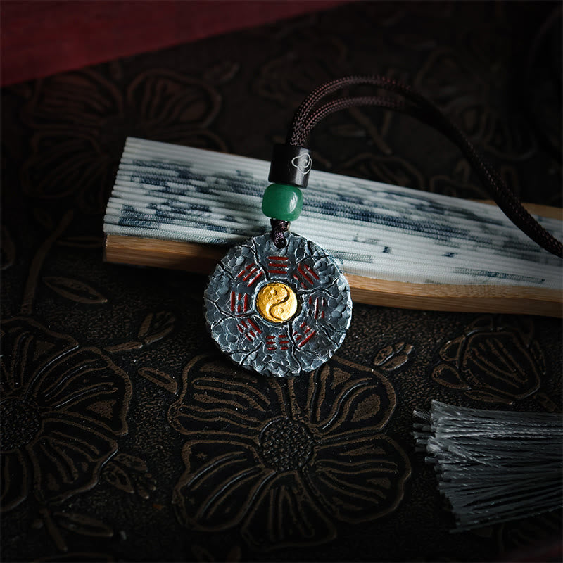 Buddha Stones 999 Sterling Silver 24k Gold Bagua Tai Chi Yin Yang Design Mountain Ghosts Spend Money Harmony Necklace Pendant - image 3