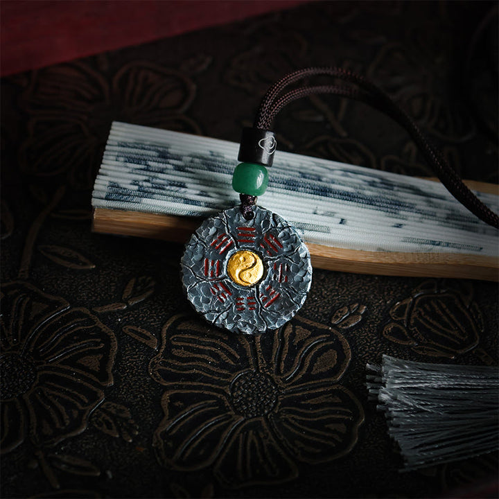 Buddha Stones 999 Sterling Silver 24k Gold Bagua Tai Chi Yin Yang Design Mountain Ghosts Spend Money Harmony Necklace Pendant - image 3