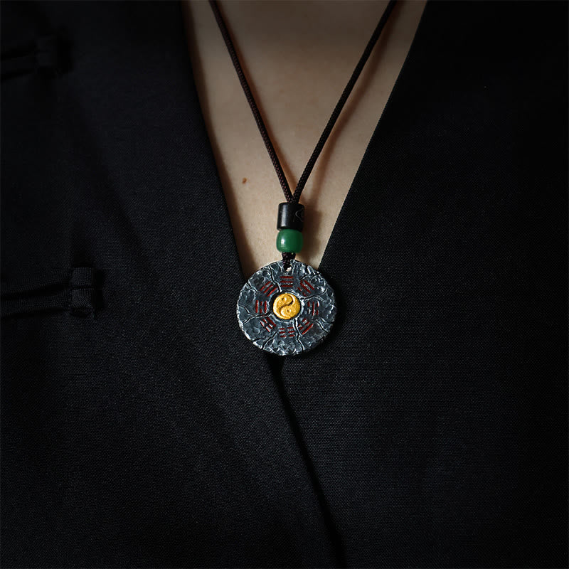 Buddha Stones 999 Sterling Silver 24k Gold Bagua Tai Chi Yin Yang Design Mountain Ghosts Spend Money Harmony Necklace Pendant - image 1