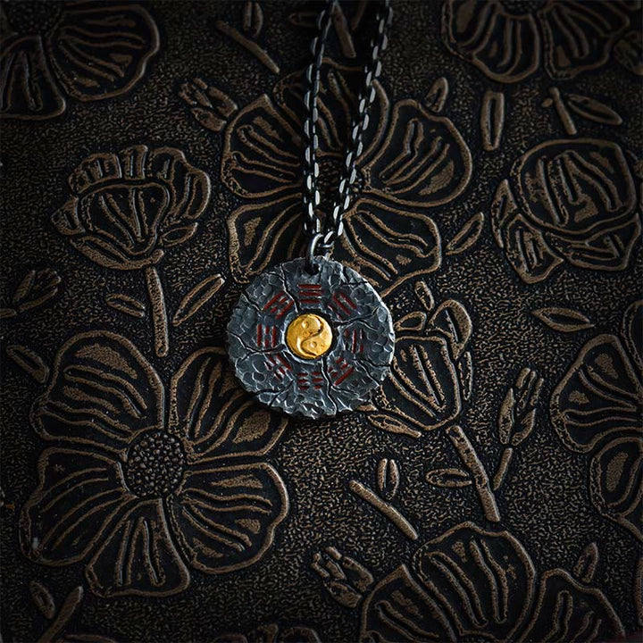 Buddha Stones 999 Sterling Silver 24k Gold Bagua Tai Chi Yin Yang Design Mountain Ghosts Spend Money Harmony Necklace Pendant - 999 Sterling Silver & Silver Chain - image 11