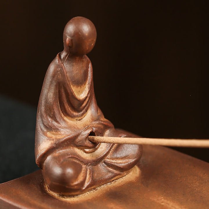 Buddha Stones Fisherman Fishing Boat Bamboo Buddha Hand Lotus Spiritual Healing Ceramic Stick Incense Burner Decoration