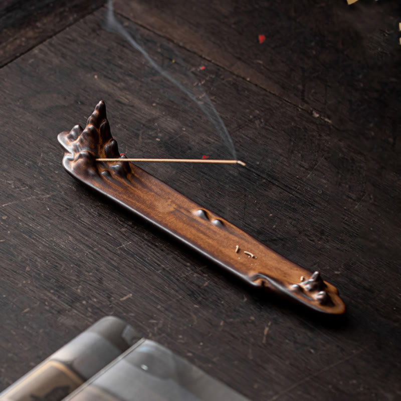 Buddha Stones Mountains Boat Design Spiritual Healing Ceramic Stick Incense Burner Decoration - image 1