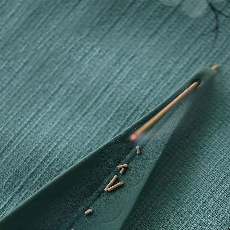 Buddha Stones Willow Leaf Healing Ceramic Stick Incense Burner Decoration - image 7