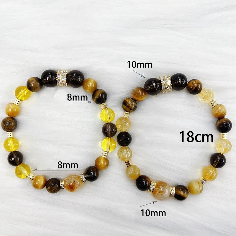 Buddha Stones Citrine Topaz Smoky Quartz Tiger Eye Happiness Bracelet