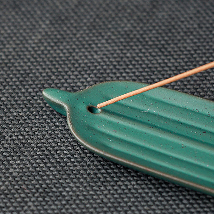 Buddha Stones Green Bamboo Leaf Healing Ceramic Incense Burner Decoration - image 8