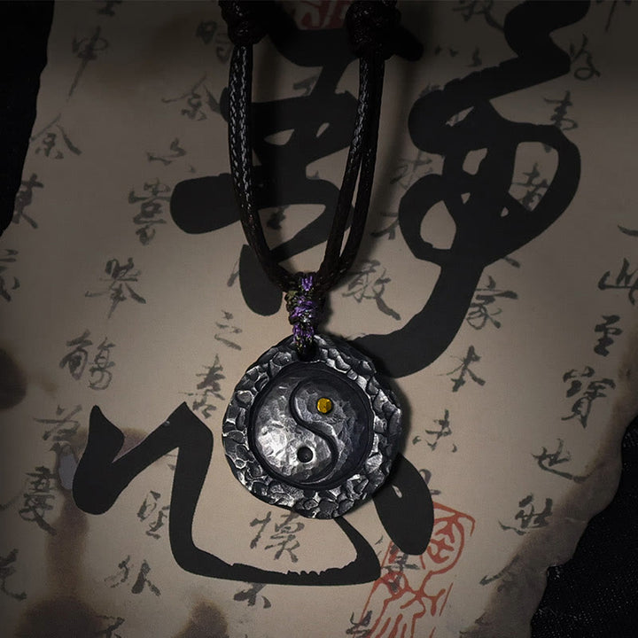 Buddha Stones 999 Sterling Silver Tai Chi Yin Yang Design Harmony Necklace Pendant - image 2