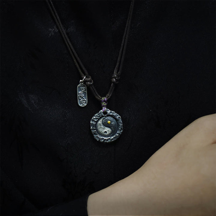 Buddha Stones 999 Sterling Silver Tai Chi Yin Yang Design Harmony Necklace Pendant - image 5
