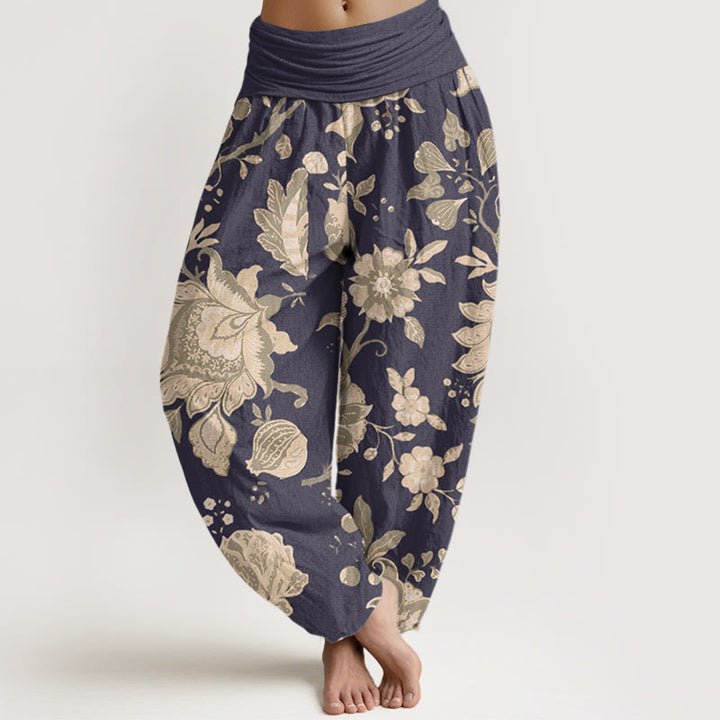 Buddha Stones Casual Peony Women's Elastic Waist Harem Pants