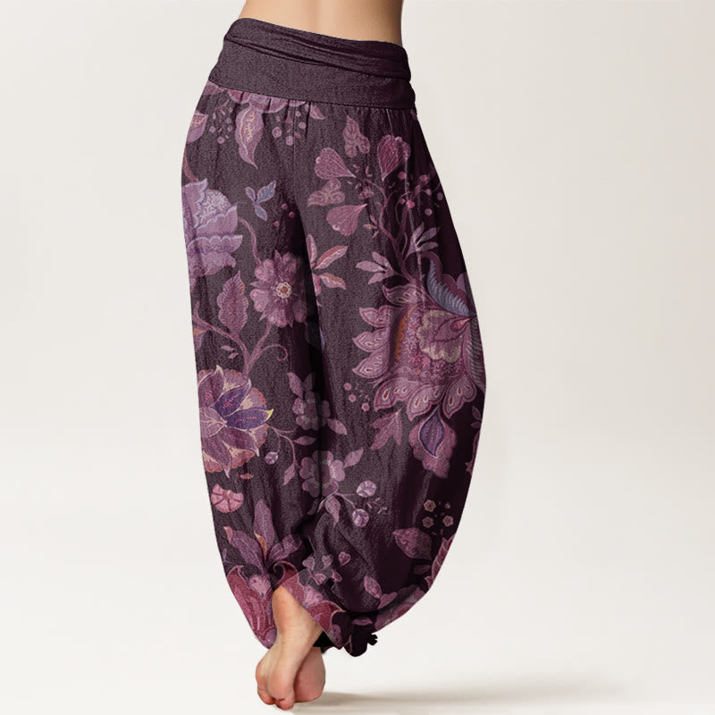 Buddha Stones Casual Peony Women's Elastic Waist Harem Pants