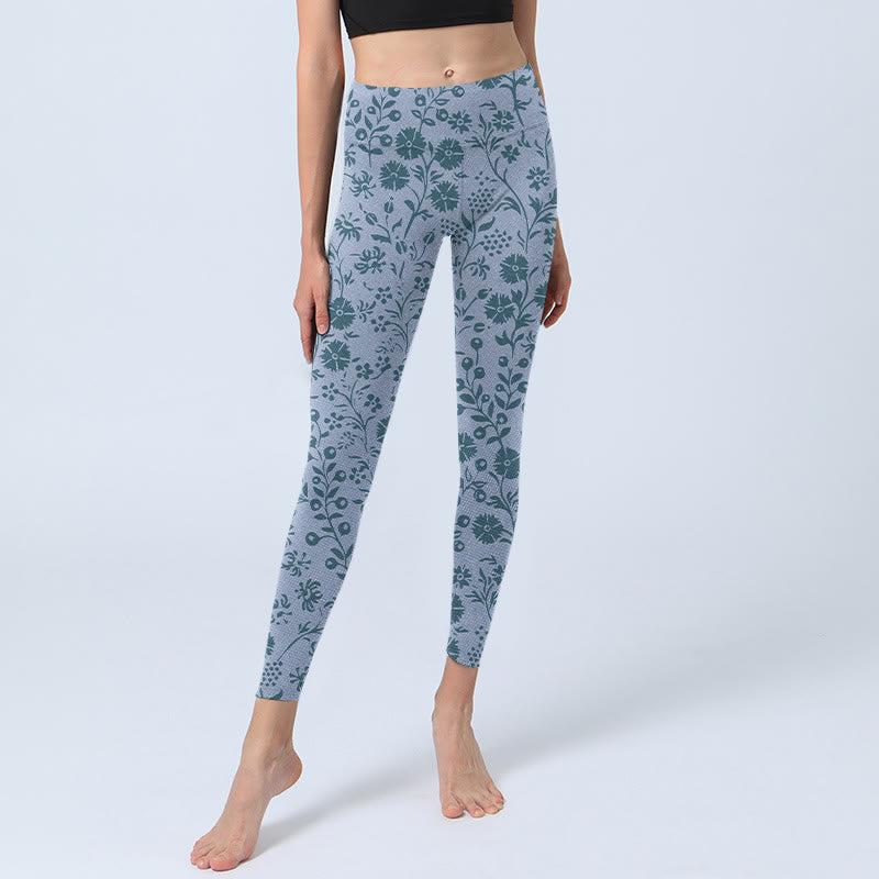 Buddha Stones Lush Flowers Plants Print Gym Leggings Women's Yoga Pants